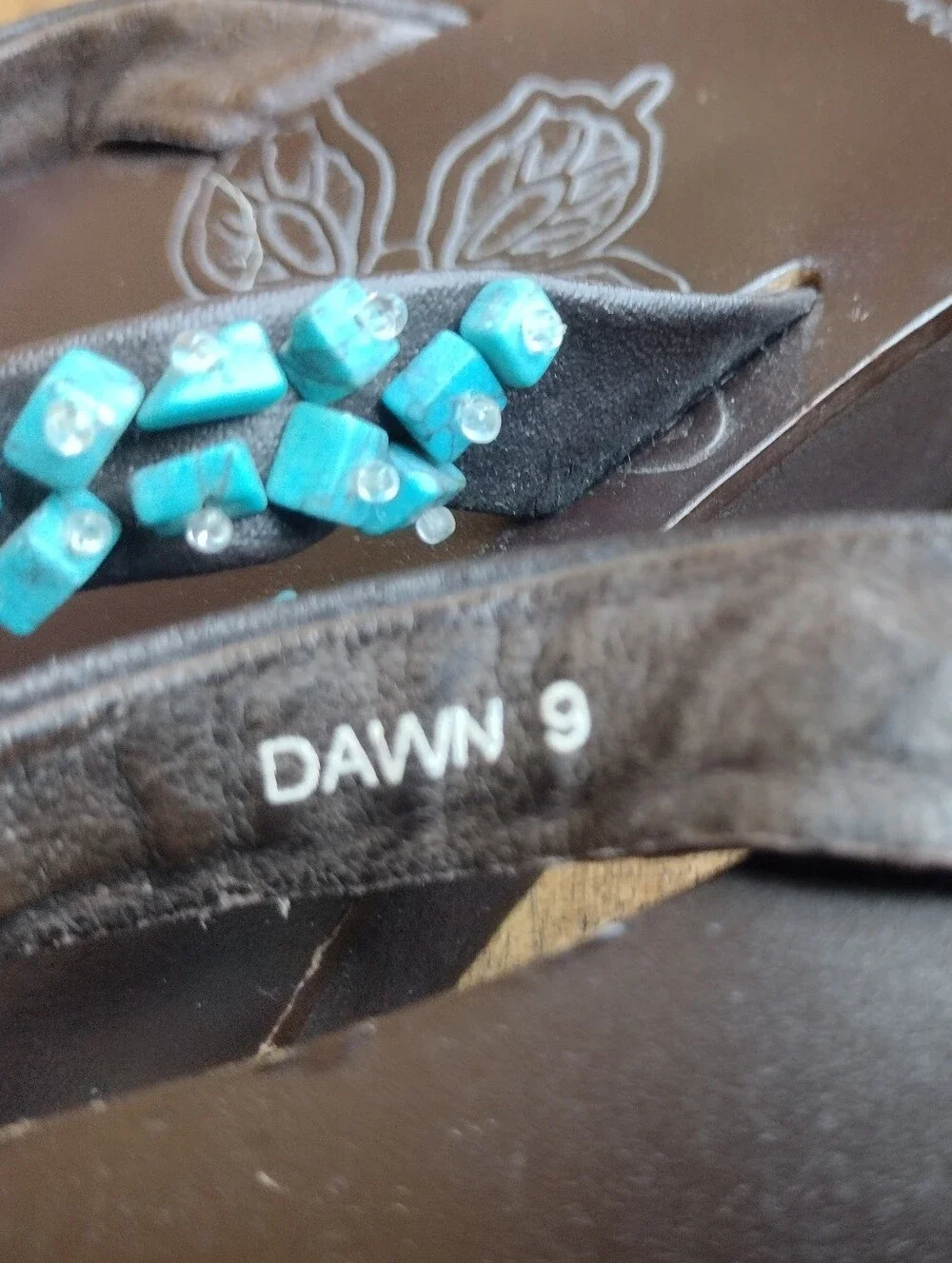 Yellow Box Dawn Turquoise Stones Sandals Size 9 - Picture 5 of 9